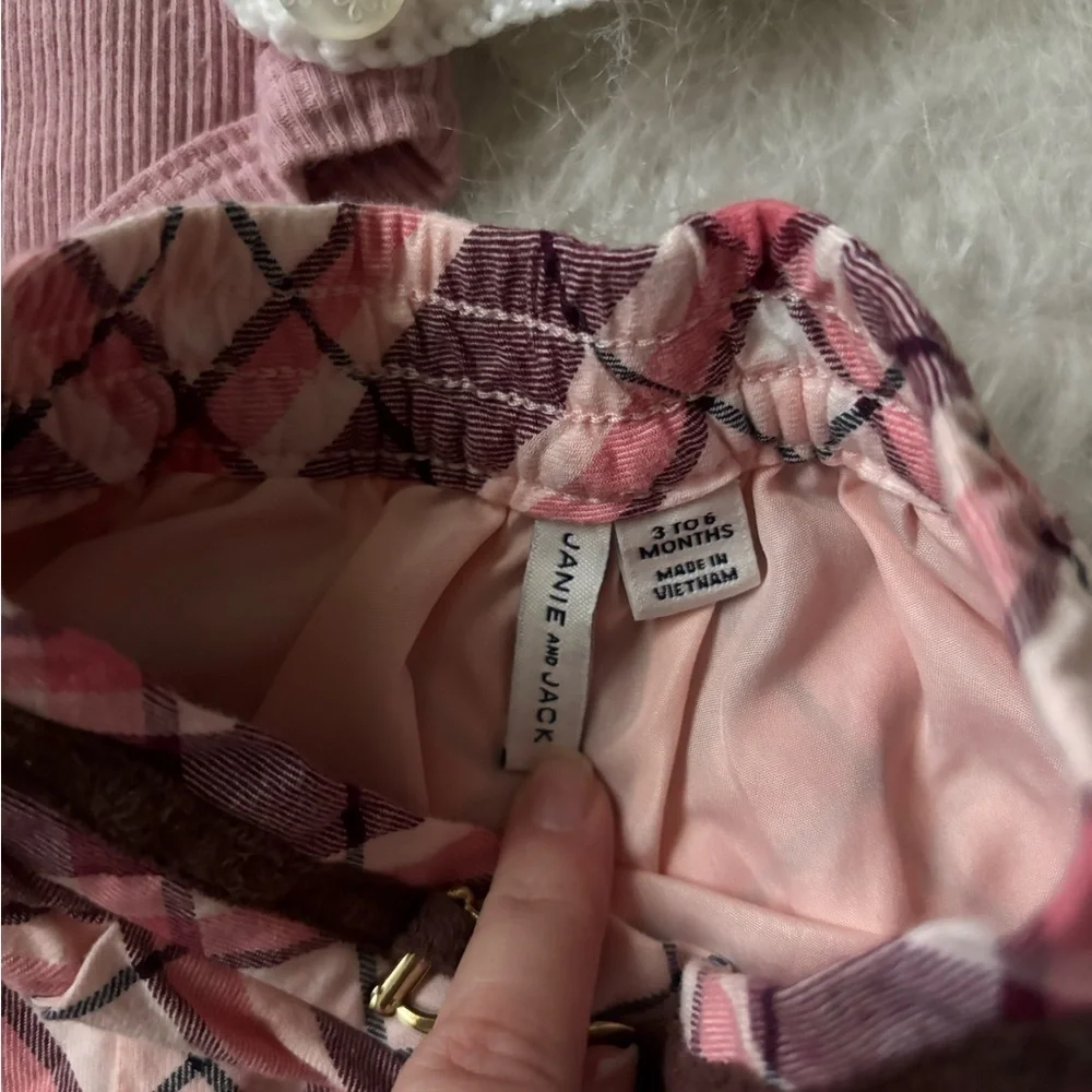 Janie and Jack Pink Plaid Skirt Hand Knit Sweater Outfit